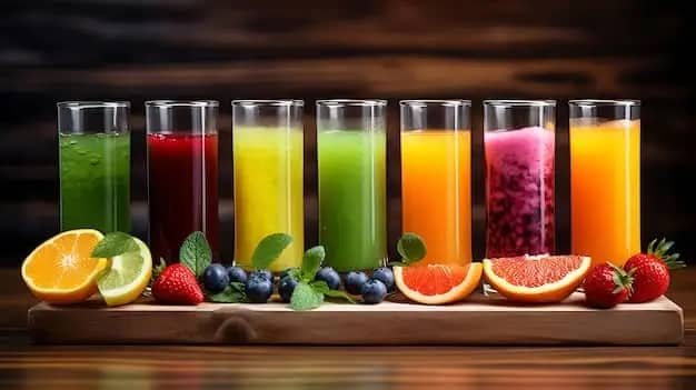 2 стакана со льдом по 350 мл на выбор: яблоко, апельсин, морковь, грейпфрут